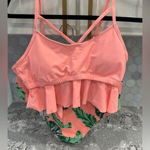 Two piece tropical swimsuit